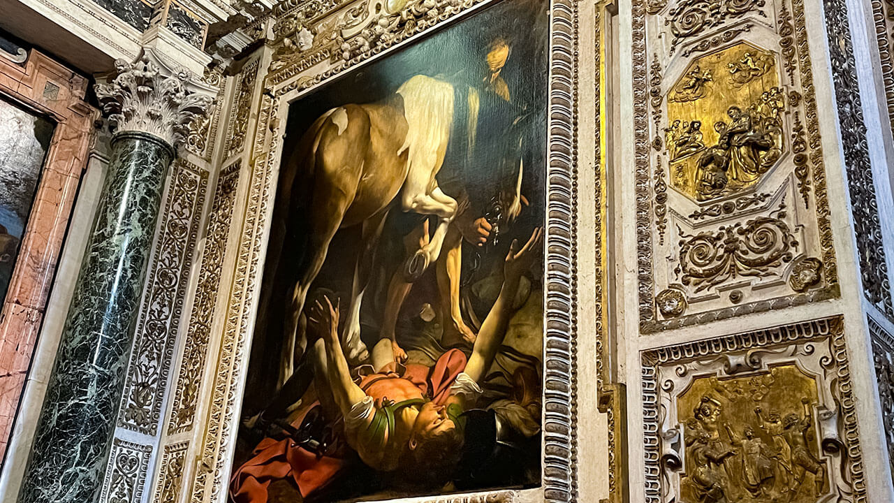 Basilica of Santa Maria del Popolo Caravaggio Paintings in Rome luxury tours by car